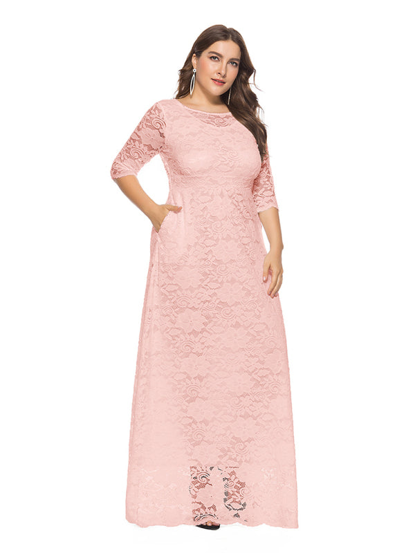 Blue Zone Planet | Laura's Plus Size Elegant Lace Maxi Dress-TOPS / DRESSES-[Adult]-[Female]-2022 Online Blue Zone Planet