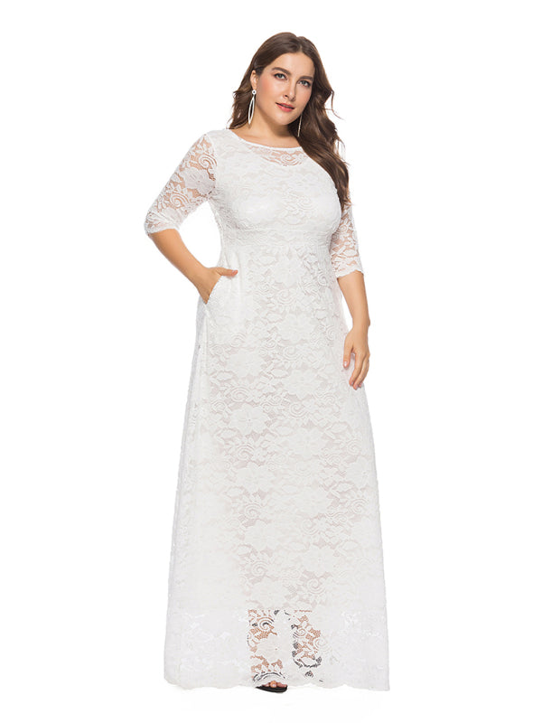 Blue Zone Planet | Laura's Plus Size Elegant Lace Maxi Dress-TOPS / DRESSES-[Adult]-[Female]-2022 Online Blue Zone Planet