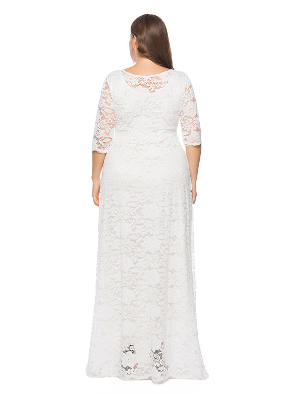 Blue Zone Planet | Laura's Plus Size Elegant Lace Maxi Dress-TOPS / DRESSES-[Adult]-[Female]-2022 Online Blue Zone Planet