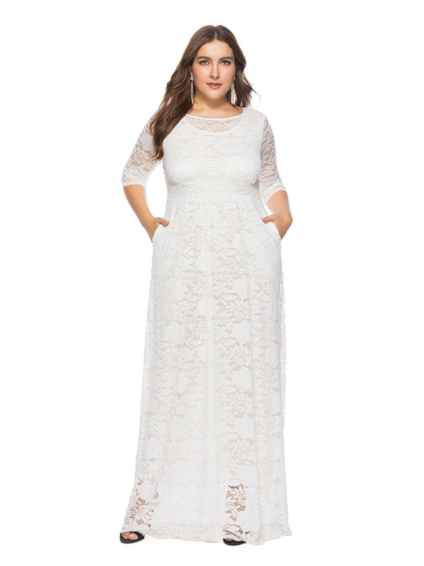 Blue Zone Planet | Laura's Plus Size Elegant Lace Maxi Dress-TOPS / DRESSES-[Adult]-[Female]-White-XL-2022 Online Blue Zone Planet