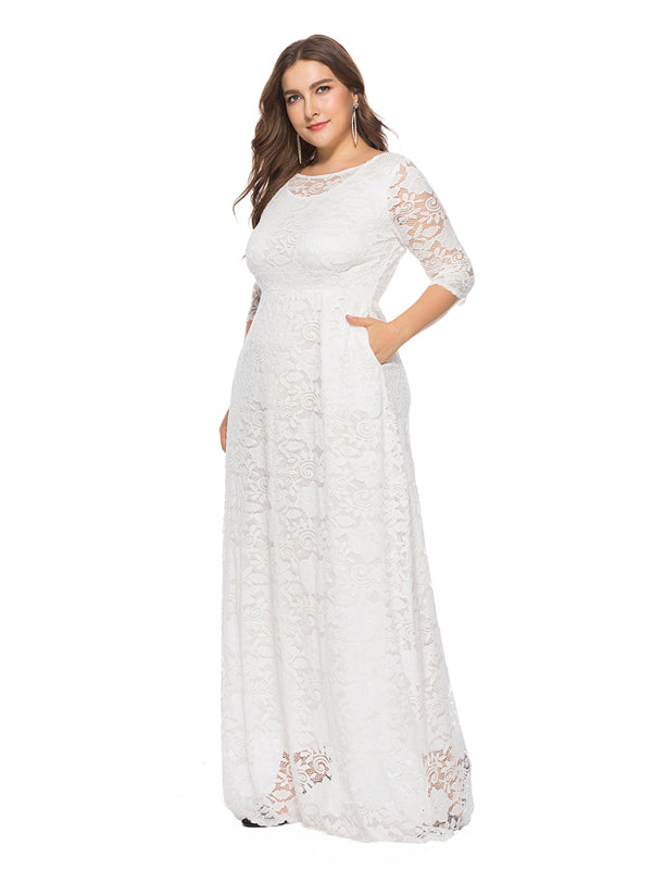 Blue Zone Planet | Laura's Plus Size Elegant Lace Maxi Dress-TOPS / DRESSES-[Adult]-[Female]-2022 Online Blue Zone Planet