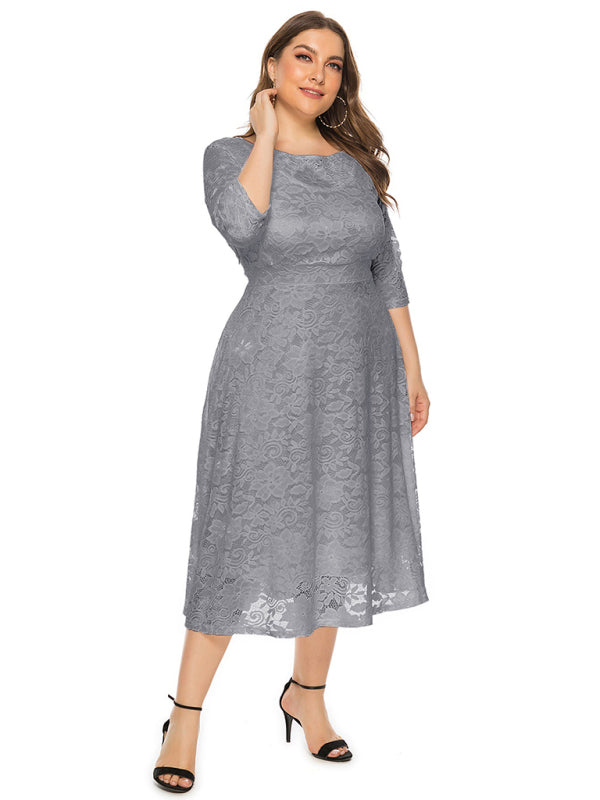 Blue Zone Planet | Bridesmaid Plus Size Lace Pocket Midi Dress-TOPS / DRESSES-[Adult]-[Female]-2022 Online Blue Zone Planet