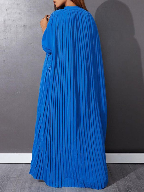 Blue Zone Planet | Bella's Plus Size Loose Casual Pleated Maxi Dress-TOPS / DRESSES-[Adult]-[Female]-2022 Online Blue Zone Planet