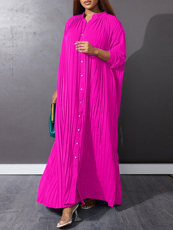 Zone Planet | Bella's Plus Size Loose Casual Pleated Maxi Dress - Rose / XXL by Blue Zone Planet Zone Planet | Bella's Plus Size Loose Casual Pleated Maxi Dress - Rose / XXL by Blue Zone Planet