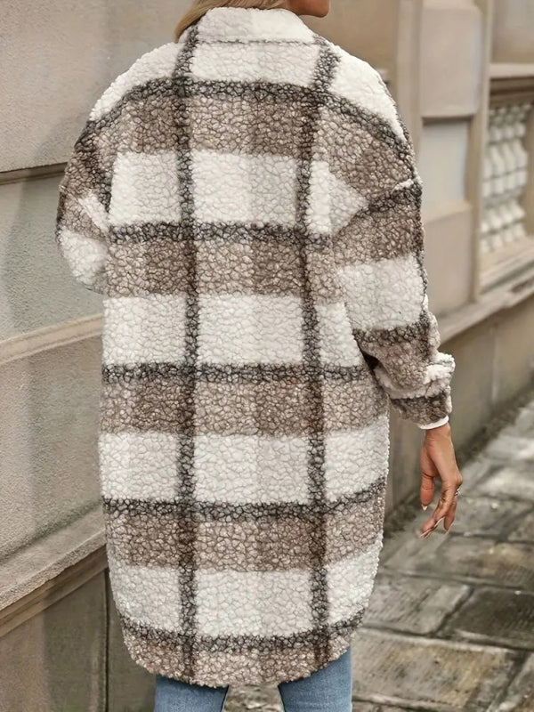 Large size plaid irregular coat-[Adult]-[Female]-2022 Online Blue Zone Planet