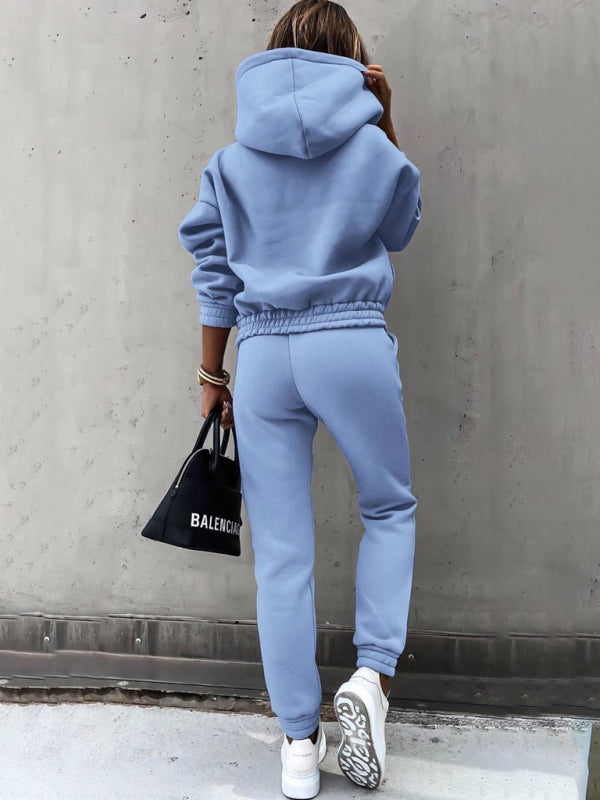 Fashion long-sleeved sports sweatshirt suit two-piece set-[Adult]-[Female]-2022 Online Blue Zone Planet