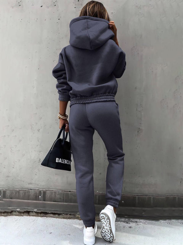 Fashion long-sleeved sports sweatshirt suit two-piece set-[Adult]-[Female]-2022 Online Blue Zone Planet