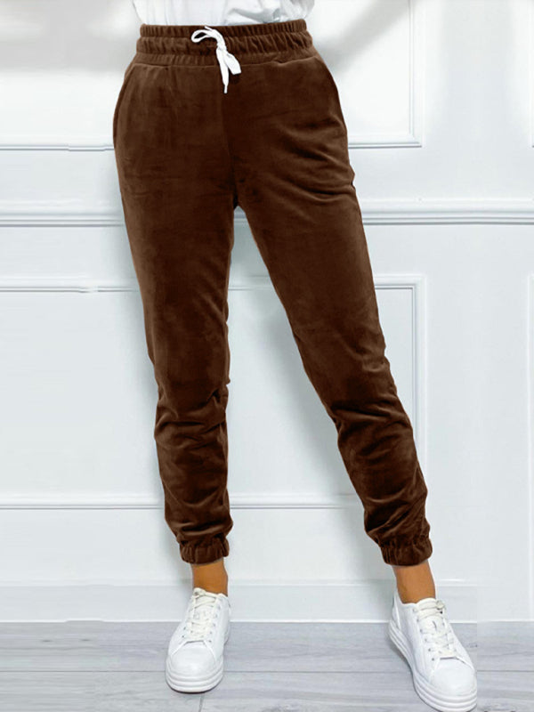 New autumn and winter versatile elastic waist pants-[Adult]-[Female]-Brown-S-2022 Online Blue Zone Planet