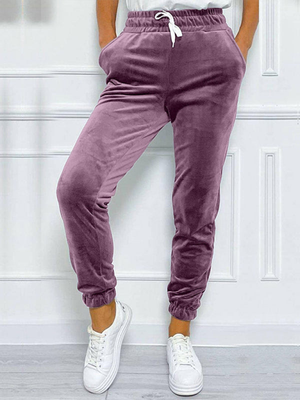 New autumn and winter versatile elastic waist pants-[Adult]-[Female]-Purple-S-2022 Online Blue Zone Planet