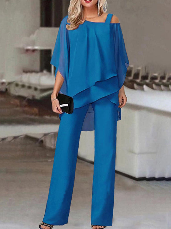 New fashion irregular bat sleeve jumpsuit two-piece suit-[Adult]-[Female]-2022 Online Blue Zone Planet