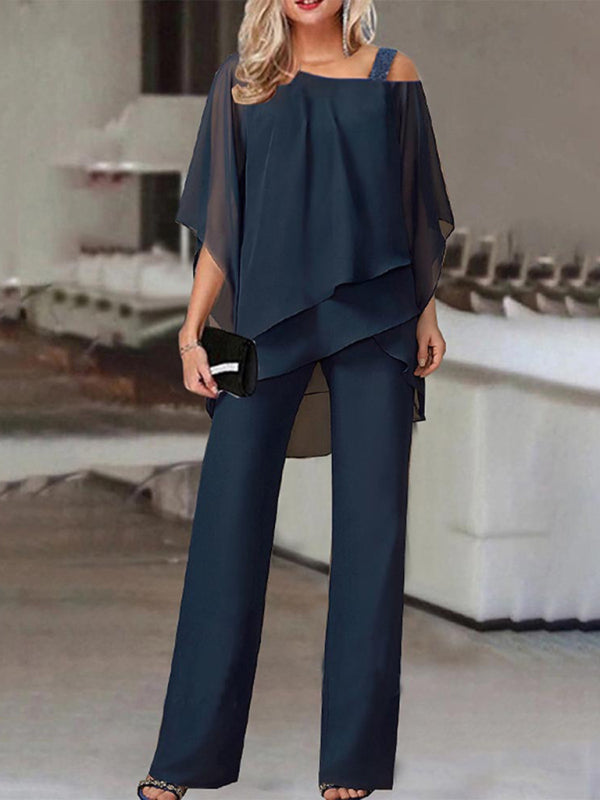 New fashion irregular bat sleeve jumpsuit two-piece suit-[Adult]-[Female]-2022 Online Blue Zone Planet