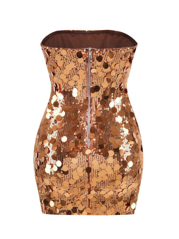 Blue Zone Planet | Women's new sexy tube top sequined dress hip skirt Blue Zone Planet | Women's new sexy tube top sequined dress hip skirt