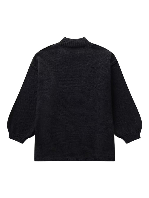 Loose Casual Knitted Pullover Sweater-[Adult]-[Female]-2022 Online Blue Zone Planet