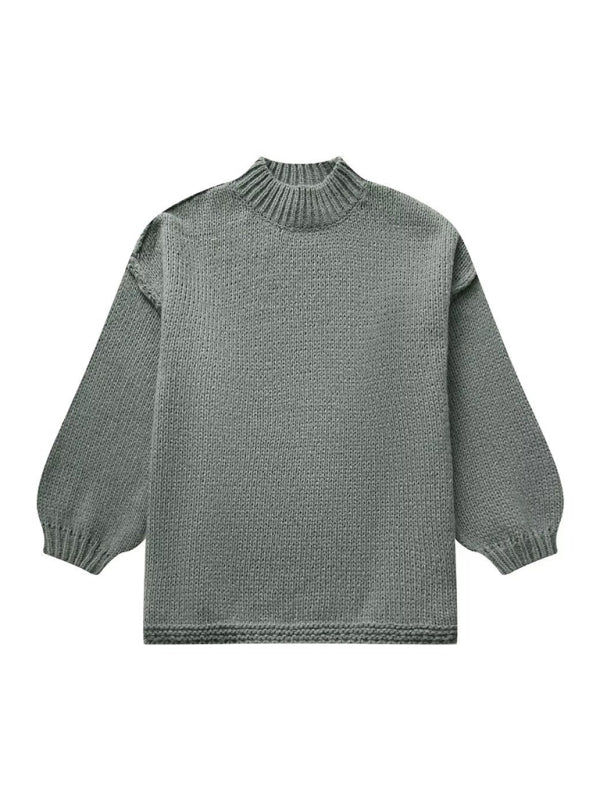 Loose Casual Knitted Pullover Sweater-[Adult]-[Female]-2022 Online Blue Zone Planet