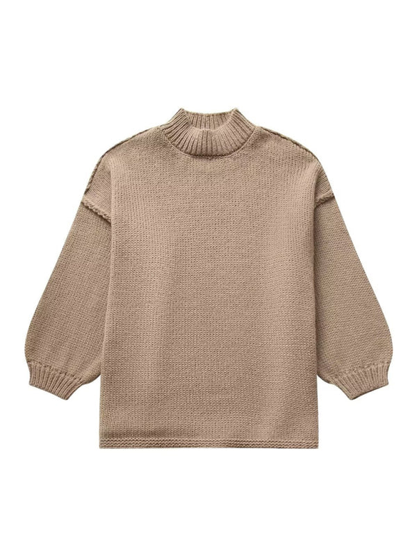 Loose Casual Knitted Pullover Sweater-[Adult]-[Female]-2022 Online Blue Zone Planet