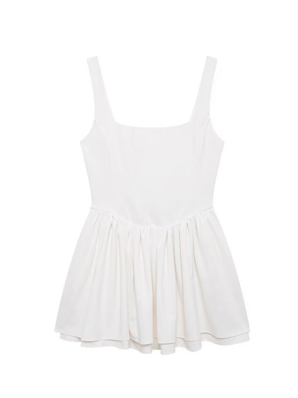 Blue Zone Planet | New Sleeveless Waisted Suspender Dress-TOPS / DRESSES-[Adult]-[Female]-White-XS-2022 Online Blue Zone Planet