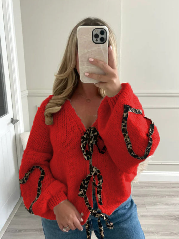 Blue Zone Planet | New sweater cardigan loose warm long-sleeved sweater knitted tops-[Adult]-[Female]-Red-S-2022 Online Blue Zone Planet