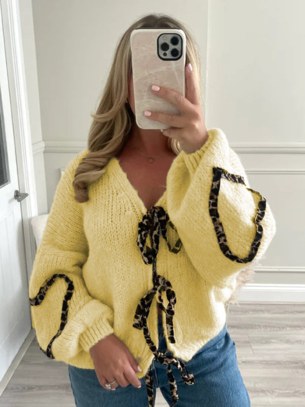 Blue Zone Planet | New sweater cardigan loose warm long-sleeved sweater knitted tops-[Adult]-[Female]-Yellow-S-2022 Online Blue Zone Planet