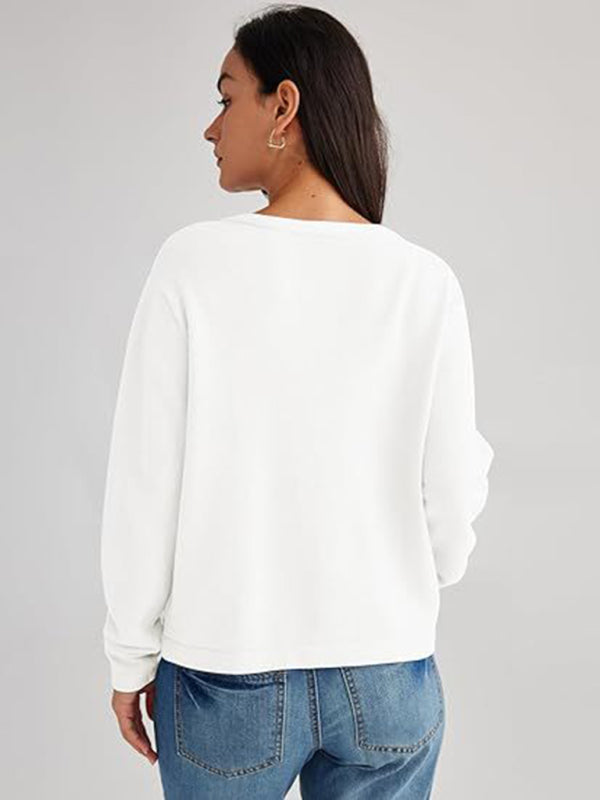 Nautical Round Neck Gold Button Cardigan-[Adult]-[Female]-2022 Online Blue Zone Planet