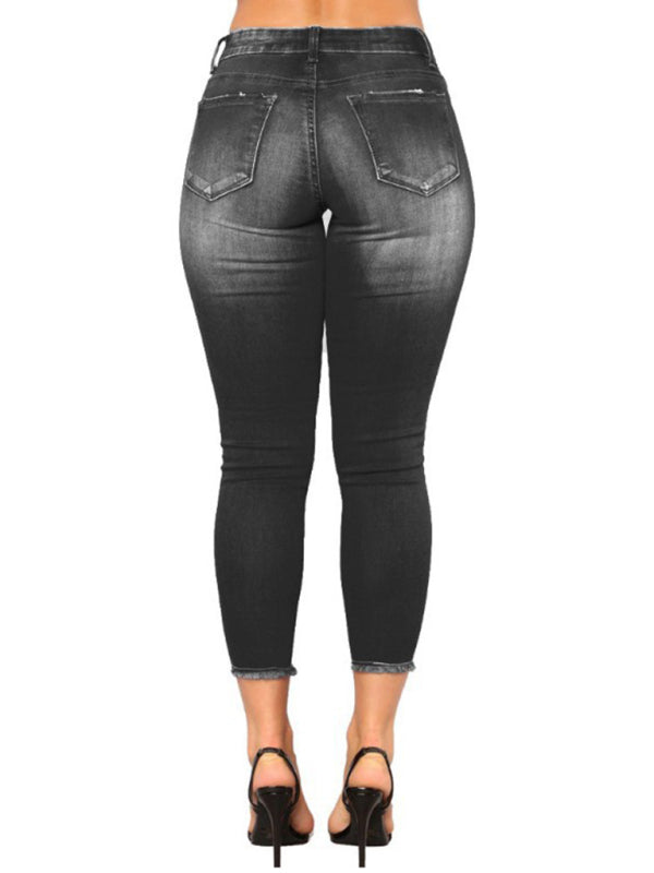 Women's high waist stretch ripped jeans-[Adult]-[Female]-2022 Online Blue Zone Planet