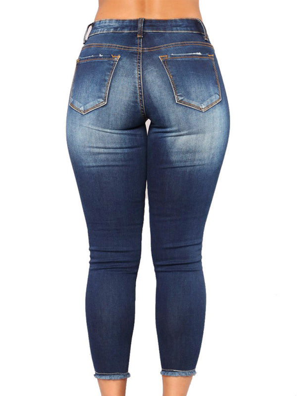 Women's high waist stretch ripped jeans-[Adult]-[Female]-2022 Online Blue Zone Planet