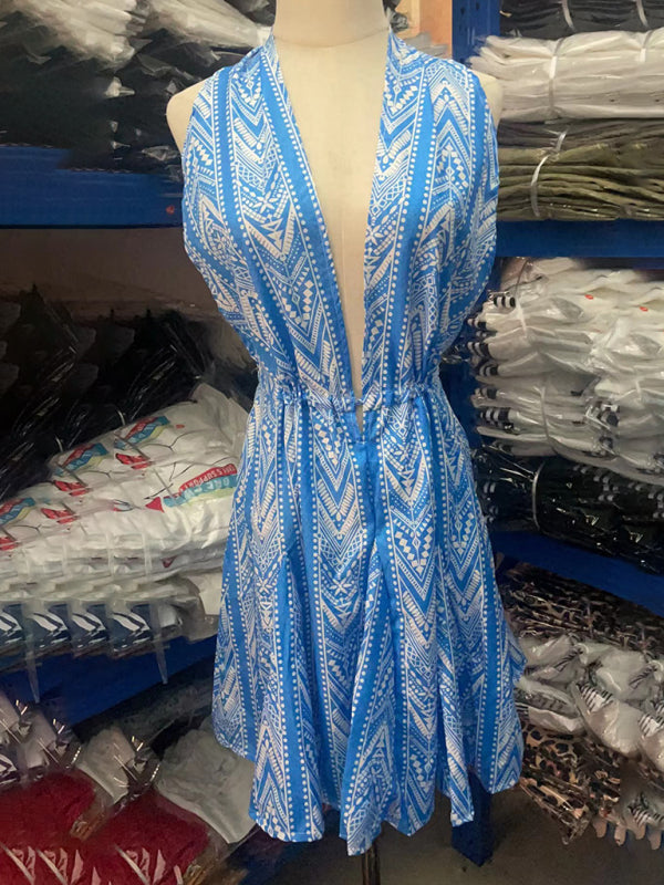 Women's holiday style sexy backless printed halter neck beach dress-[Adult]-[Female]-2022 Online Blue Zone Planet