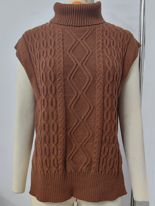 New Casual Turtleneck Sweater Sweater Waistcoat Vest-[Adult]-[Female]-2022 Online Blue Zone Planet