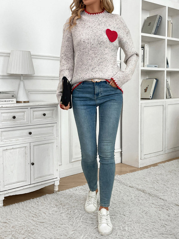 Blue Zone Planet | New Half Turtleneck Valentine's Day Heart Pattern Sweater