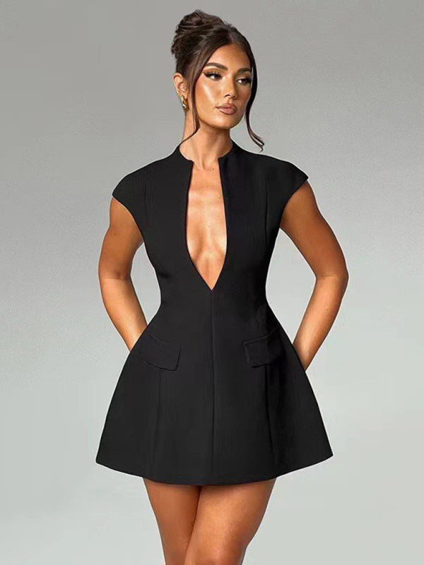 Easter Dresses Dark Blue Party Club Casual Deep V Neck High-waisted Sleeveless A Line Short Mini Dresses(Black/S) Easter Dresses Dark Blue Party Club Casual Deep V Neck High-waisted Sleeveless A Line Short Mini Dresses(Black/S)