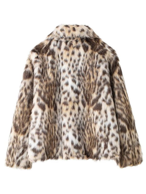 Blue Zone Planet | New Wild Leopard Print Short Lapel Furry Coat-[Adult]-[Female]-2022 Online Blue Zone Planet