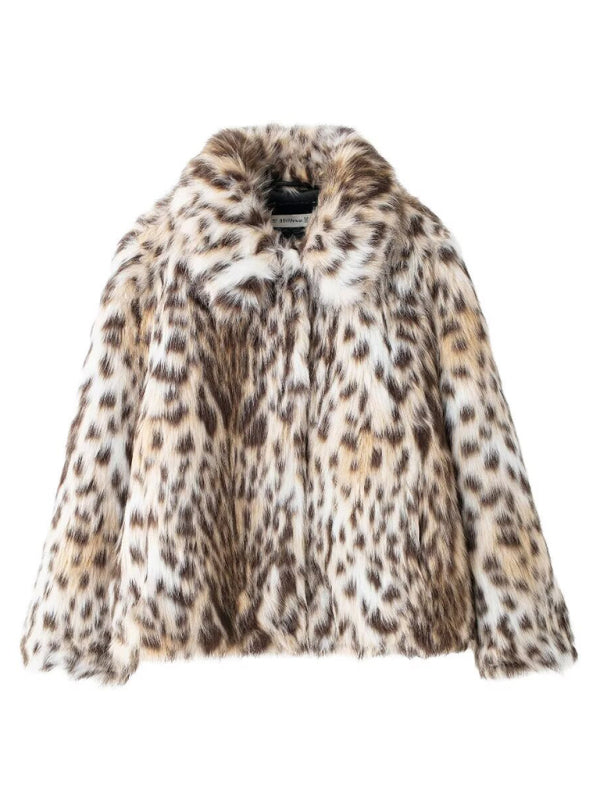 Blue Zone Planet | New Wild Leopard Print Short Lapel Furry Coat-[Adult]-[Female]-2022 Online Blue Zone Planet