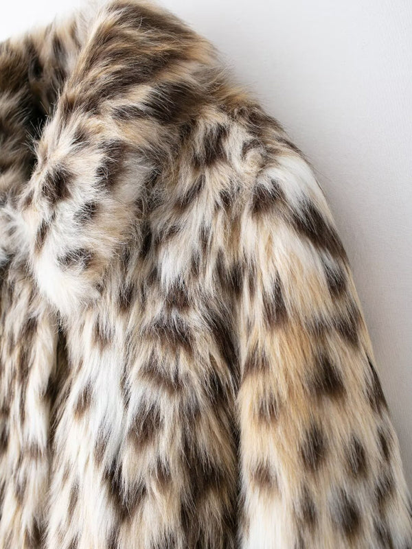 Blue Zone Planet | New Wild Leopard Print Short Lapel Furry Coat-[Adult]-[Female]-2022 Online Blue Zone Planet