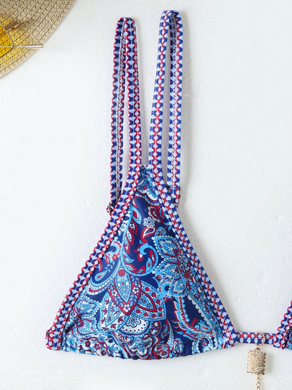 Blue Zone Planet | New Paisley floral print strappy bikini-[Adult]-[Female]-2022 Online Blue Zone Planet