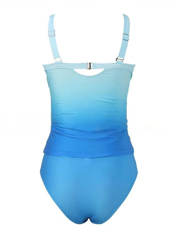 Blue Zone Planet | Strapless solid color gradient beach leisure vacation swimsuit-[Adult]-[Female]-2022 Online Blue Zone Planet