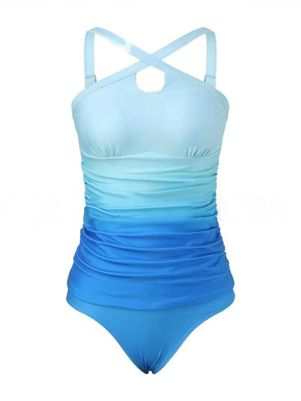 Blue Zone Planet | Strapless solid color gradient beach leisure vacation swimsuit-[Adult]-[Female]-2022 Online Blue Zone Planet