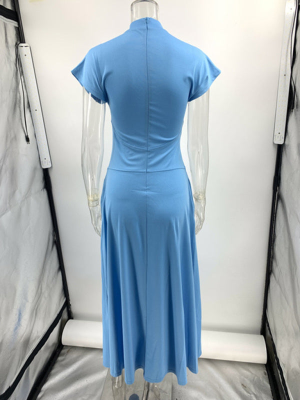 Blue Zone Planet | Women's slim fit slit maxi dress-TOPS / DRESSES-[Adult]-[Female]-2022 Online Blue Zone Planet