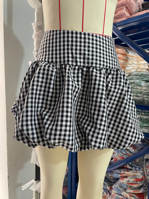 Blue Zone Planet | Casual Plaid A-Line Flared Mini Skirt-[Adult]-[Female]-2022 Online Blue Zone Planet