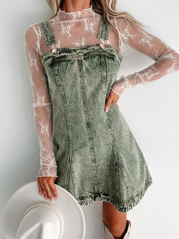 Zone Planet | New Arrival Street All-match Denim Camisole Dress - Pale green / M by Blue Zone Planet Zone Planet | New Arrival Street All-match Denim Camisole Dress - Pale green / M by Blue Zone Planet