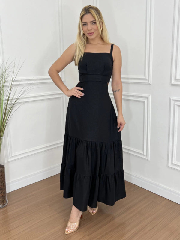 Blue Zone Planet | Fashionable and versatile solid color spaghetti strap dress-TOPS / DRESSES-[Adult]-[Female]-2022 Online Blue Zone Planet