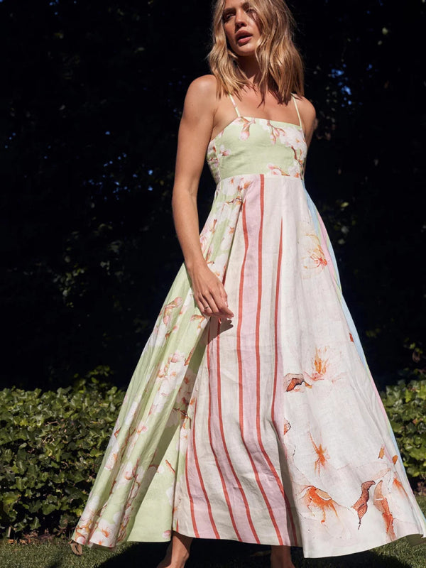 floral midi dress spaghetti strap Lady Black Tie - Michaela Dress - Embroidered Eyelet Lace Floral Midi Dress