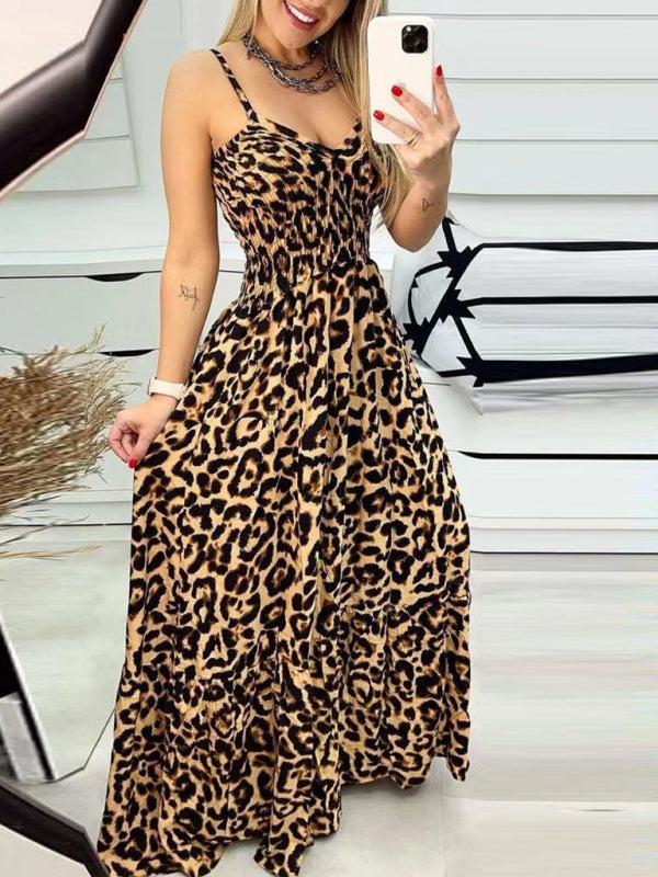 Tina's New Leopard Print V-Neck Maxi Dress-TOPS / DRESSES-[Adult]-[Female]-Yellow-S-2022 Online Blue Zone Planet