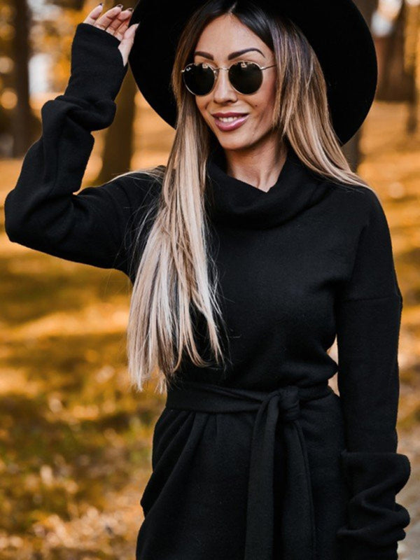 Blue Zone Planet | Casual pullover double collar one-step dress-TOPS / DRESSES-[Adult]-[Female]-2022 Online Blue Zone Planet