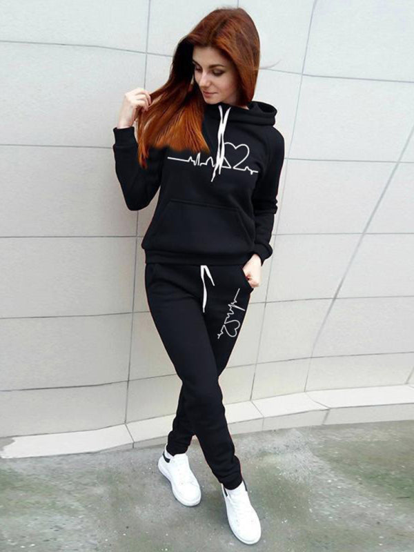 Women's casual sports suit hooded fashionable fleece sweater suit-[Adult]-[Female]-2022 Online Blue Zone Planet