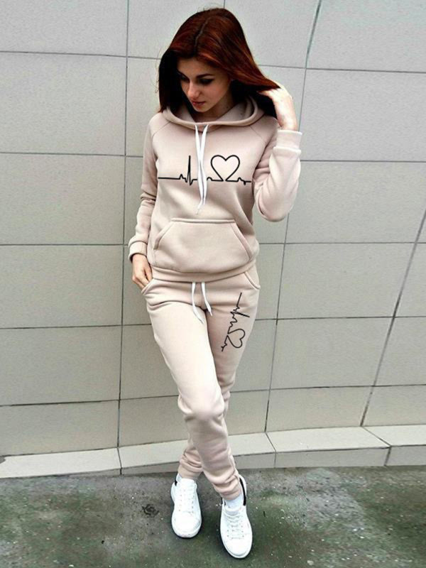 Women's casual sports suit hooded fashionable fleece sweater suit-[Adult]-[Female]-2022 Online Blue Zone Planet