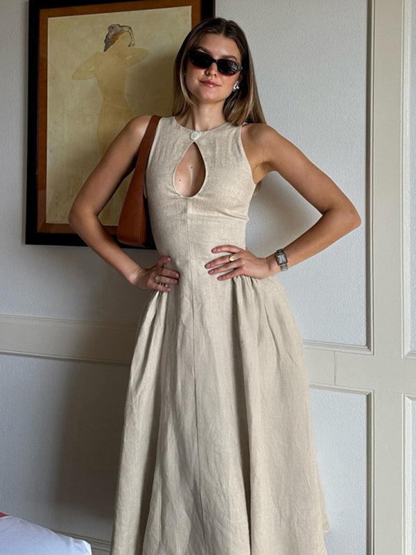 New Fashion Midi Dress Sexy Hollow A-Line Dress