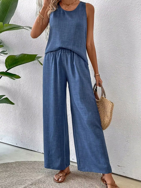 Solid color back hollow lace suit casual two-piece suit-[Adult]-[Female]-2022 Online Blue Zone Planet