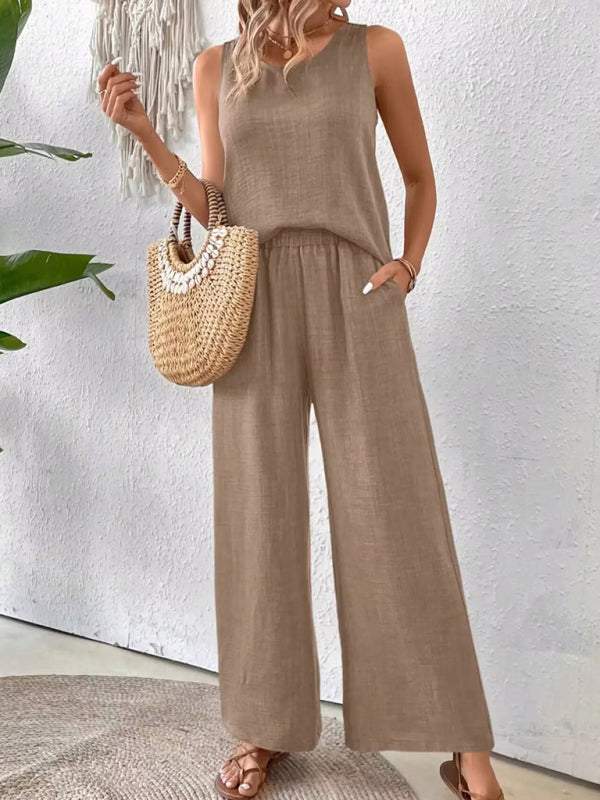 Solid color back hollow lace suit casual two-piece suit-[Adult]-[Female]-2022 Online Blue Zone Planet