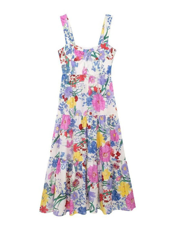 Women's floral suspender dress-[Adult]-[Female]-2022 Online Blue Zone Planet