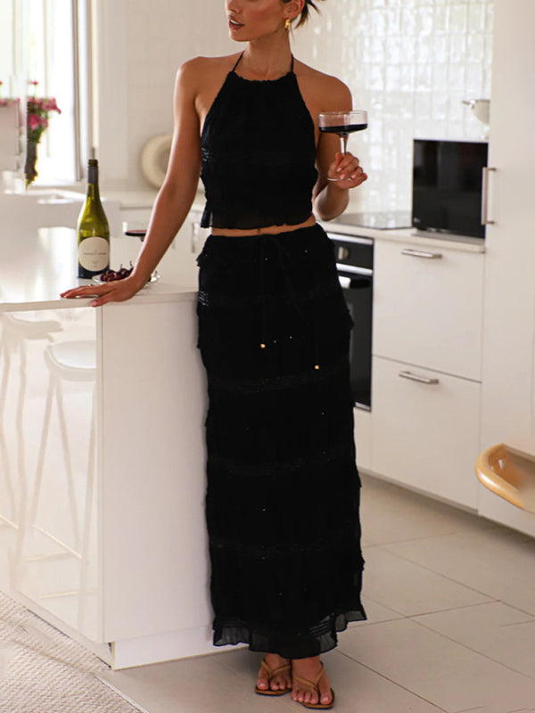 Ava's Sleeveless Chiffon Elastic Waist Maxi Two-Piece Suit-TOPS / DRESSES-[Adult]-[Female]-2022 Online Blue Zone Planet