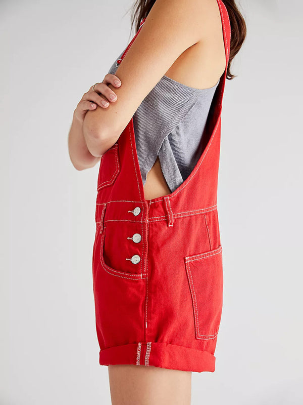 Abby's Loose Multi-pocket Overalls Jeans-TOPS / DRESSES-[Adult]-[Female]-2022 Online Blue Zone Planet